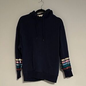 Boden Hoodie with Metallic Detail, Blue, Size 12